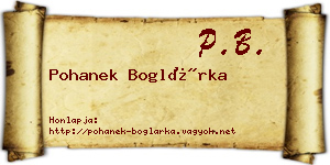 Pohanek Boglárka névjegykártya